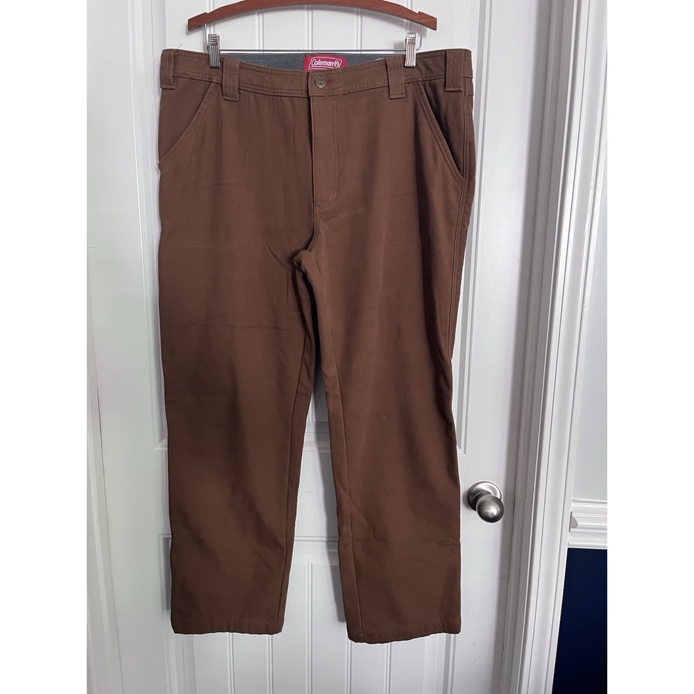 Carhartt Canvas Brown Work Pants Fleece Lined 38X32 Men's Stretch 613